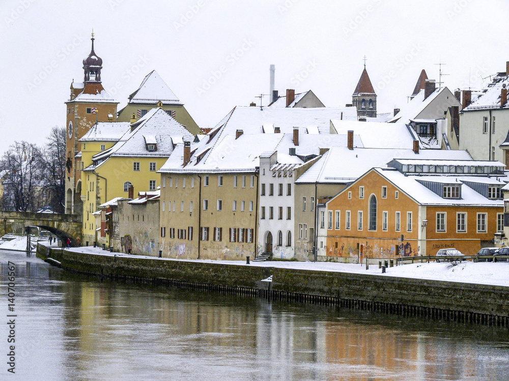 Regensburg, Stadtansicht Donauufer, Deutschland, Süddeutschland