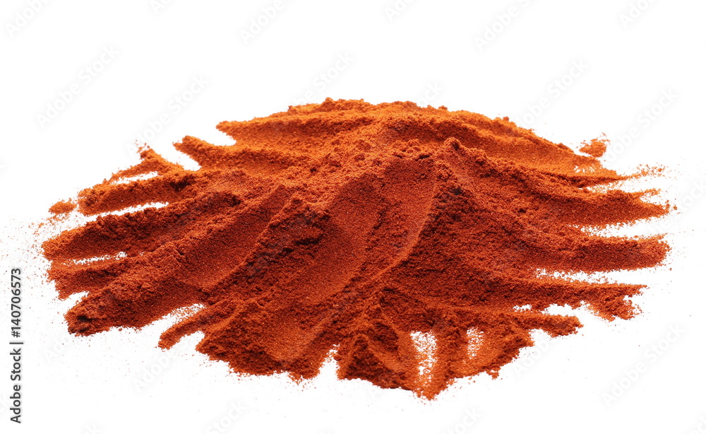 Obraz premium Pile of red paprika powder isolated on white