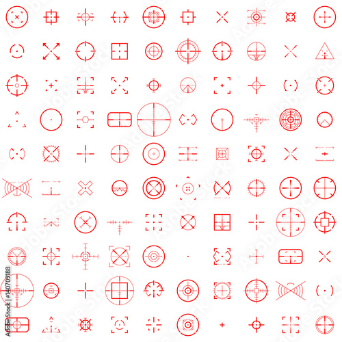 Round and square crosshairs for video games and applications. Vector illustrator big set