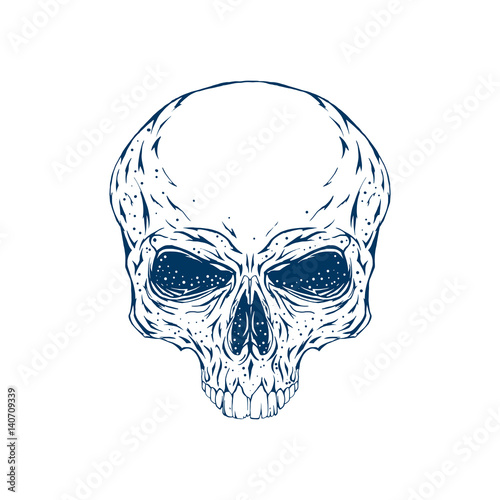 cranium skull isolated on white background. HIPSTER skull tatoo print for t-shirt. Vector art for poster.