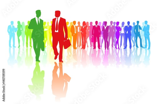 Businessmen and businesswomen at business meeting - colorful