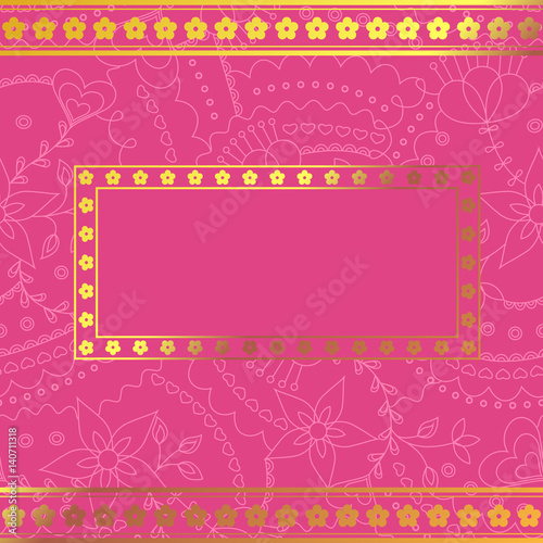 Wallpaper Mural Pink background with golden frame Torontodigital.ca