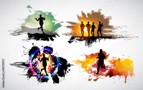 Silhouette of marathon runner