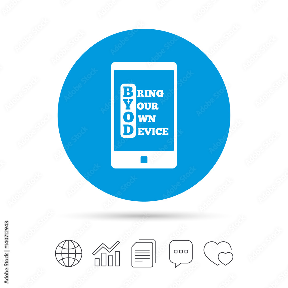 BYOD sign icon. Bring your own device symbol. BYOD sign icon. Bring your own device symbol.