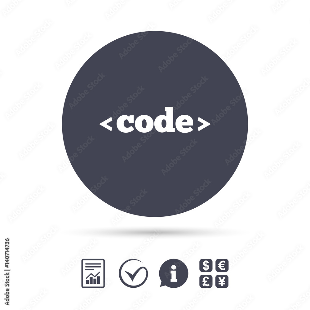 Code sign icon. Programming language symbol. Code sign icon. Programming language symbol.