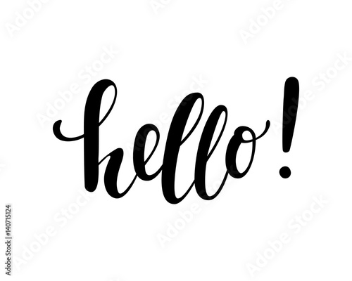 hello. Hand drawn calligraphy and brush pen lettering. design for holiday greeting card and invitation