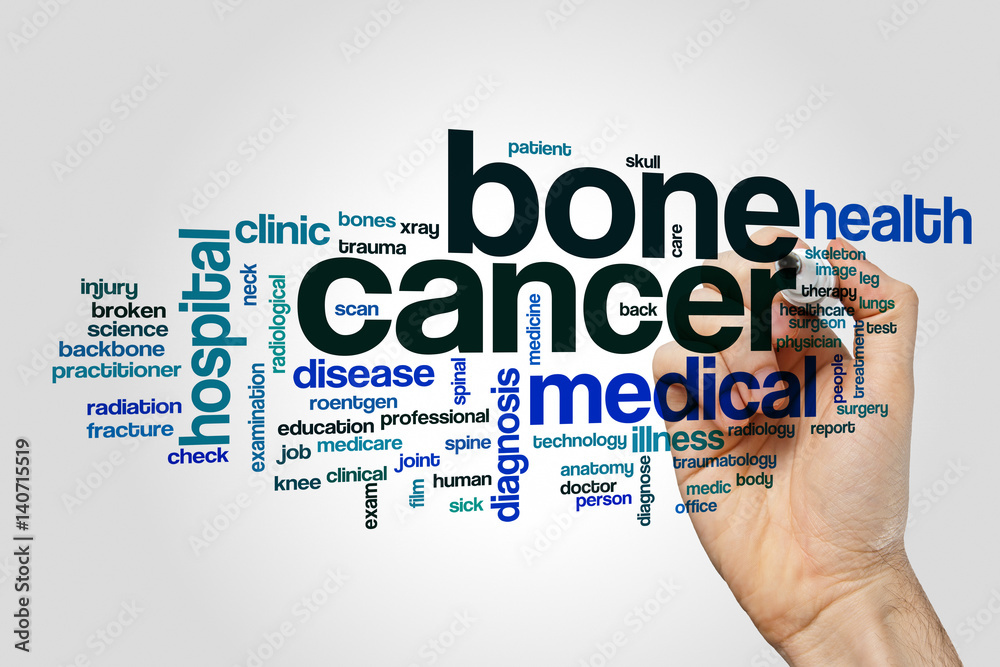 Bone cancer word cloud concept on grey background Bone cancer word cloud concept on grey background