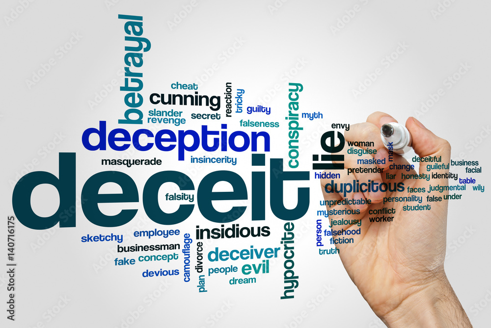 Fototapeta premium Deceit word cloud concept on grey background