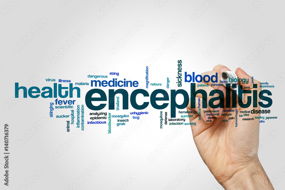 Encephalitis word cloud on grey background Encephalitis word cloud on grey background