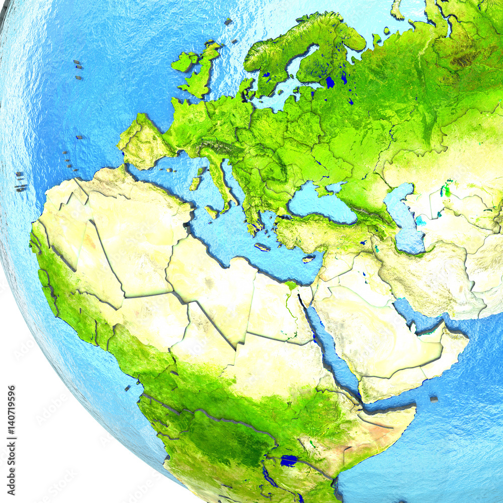 EMEA region on model of Earth