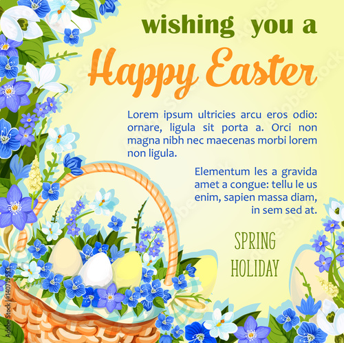 Easter egg poster paschal greeting vector template