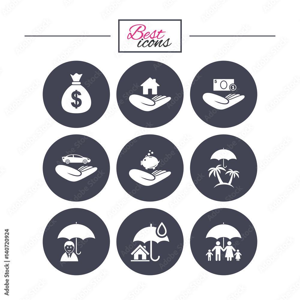 Naklejka Insurance icons. Life, Real estate and House.