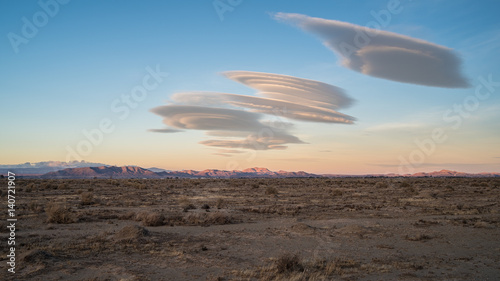 Lenticular clouds over the Mojave desert.