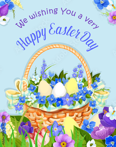 Easter eggs basket vector paschal poster design