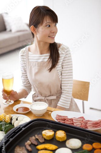 Young Woman Having Teppanyaki photo