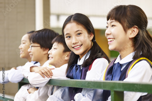 Photography group of asian elementrary schoolchildren