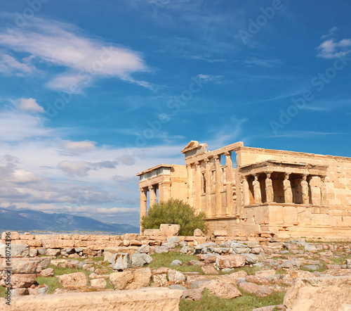 Erechtheion temple Acropolis, Athens, Greece, panoramic image