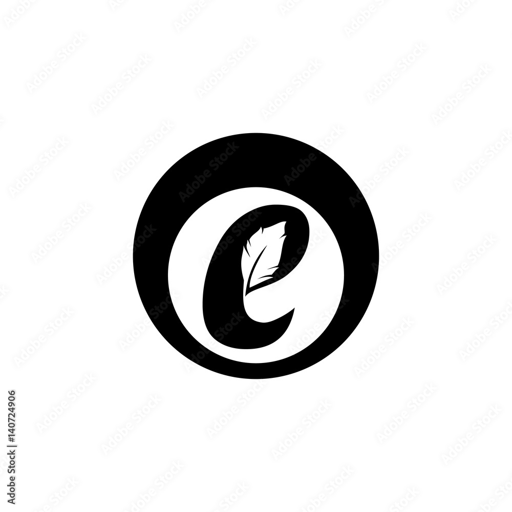 e letter with quill stock logo design e letter with quill stock logo design