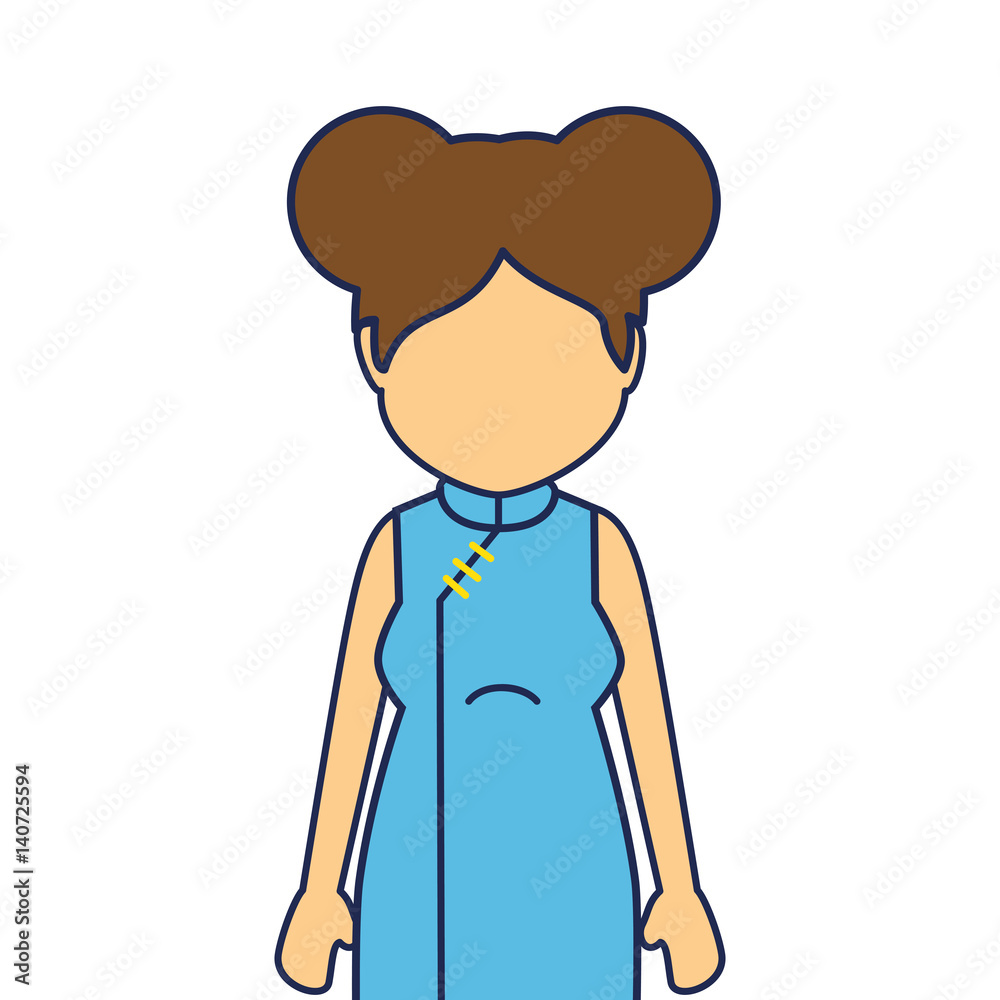 asian cute woman ethnicity character vector illustration design