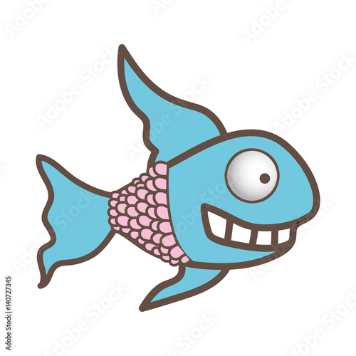 fun fish carucature icon, vector illustration design