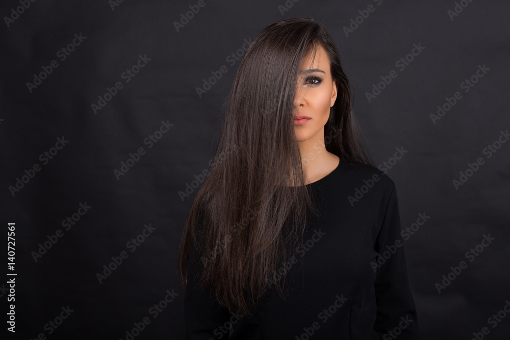Woman long hair with face