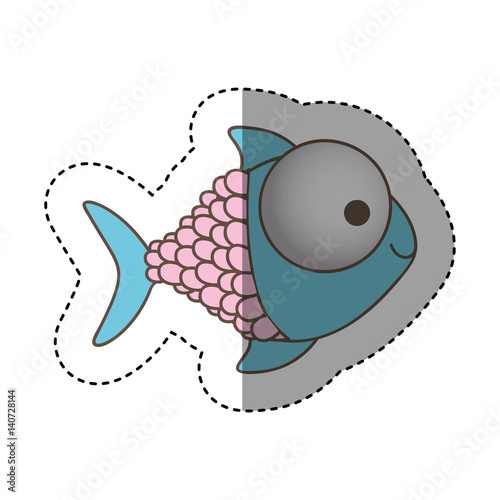 color happy fish cartoon icon, vector illustration design