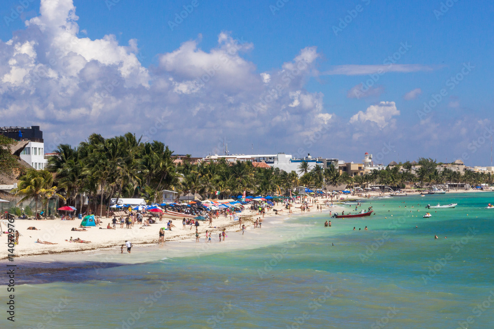 sunny day on Playa del Carmen, Mexico