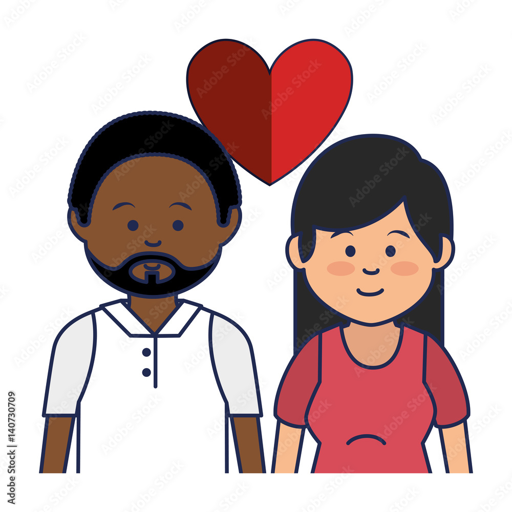 cute lovers couple ethnicity vector illustration design cute lovers couple ethnicity vector illustration design