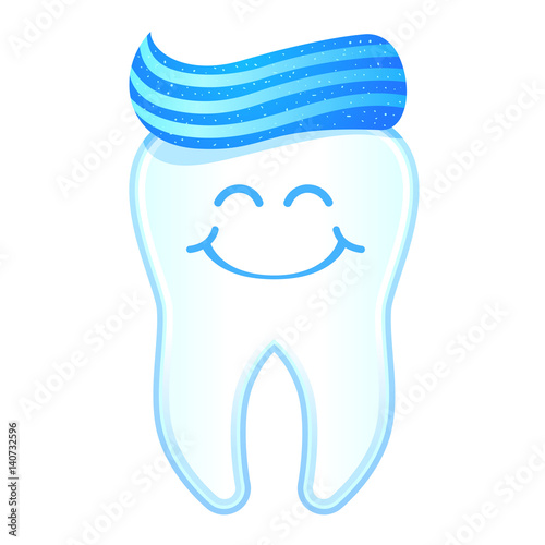 Tooth Cartoon Character With Tooth Paste Hair