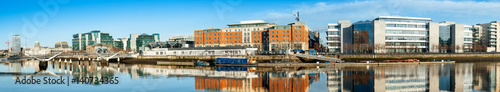 Dublin, Ireland, panoramic view over Liffey river on a bright day