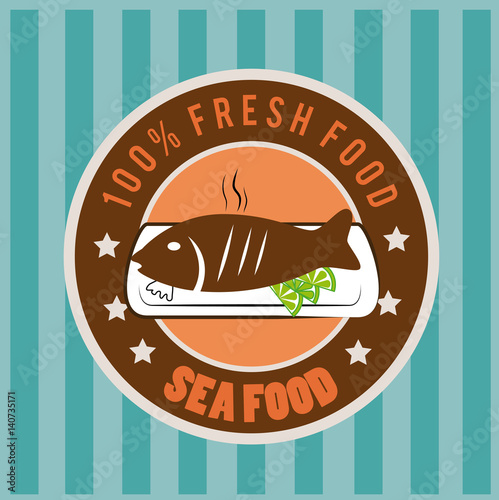 Food design over blue background, vector illustration