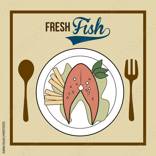 Food design over beige background, vector illustration