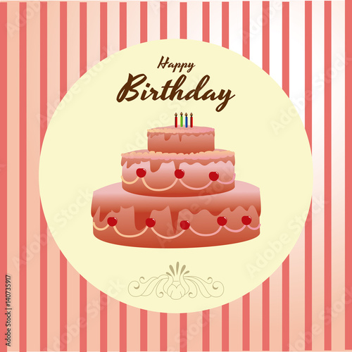 Birthday design over pink background  vector illustration