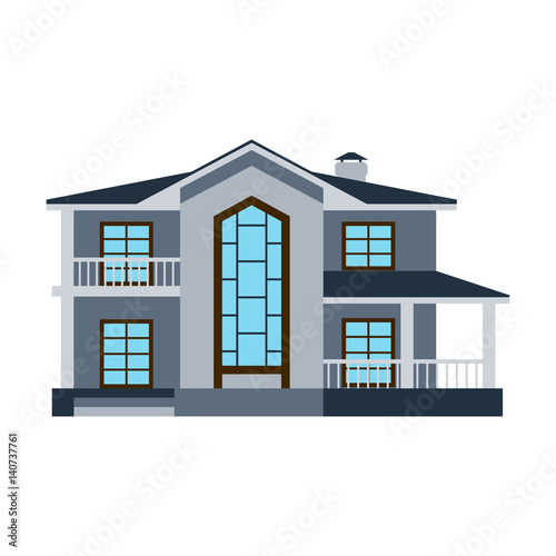House front view vector illustration building architecture home construction estate residential property roof apartment housing cottage