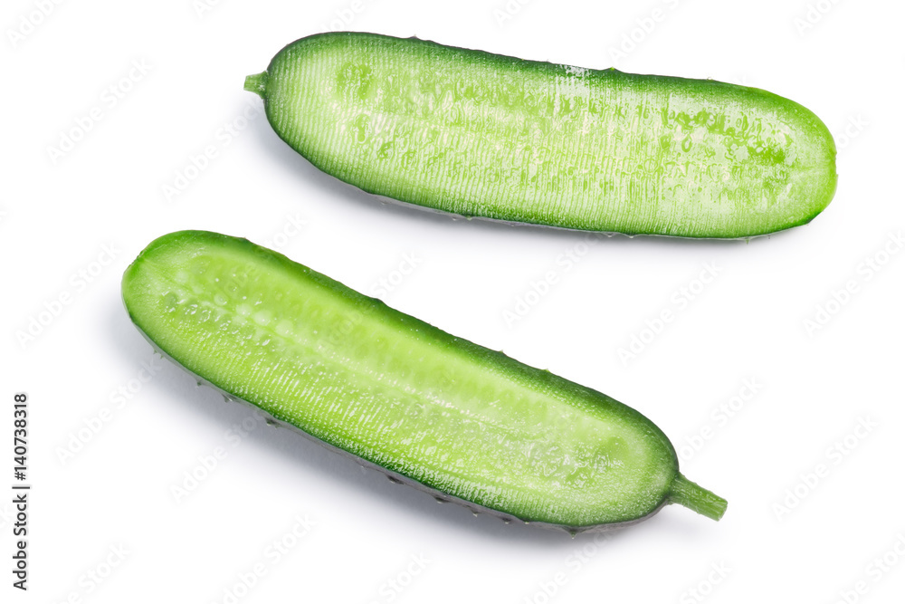 Cucumber halves, top view, paths Cucumber halves, top view, paths