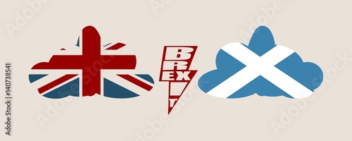 Image relative to politic situation between great britain and Scotland. Politic process named as brexit