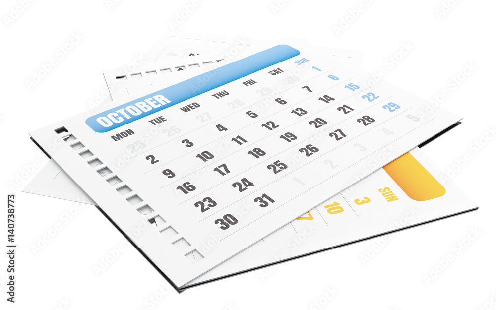 3d October month tear off calendar 3d October month tear off calendar