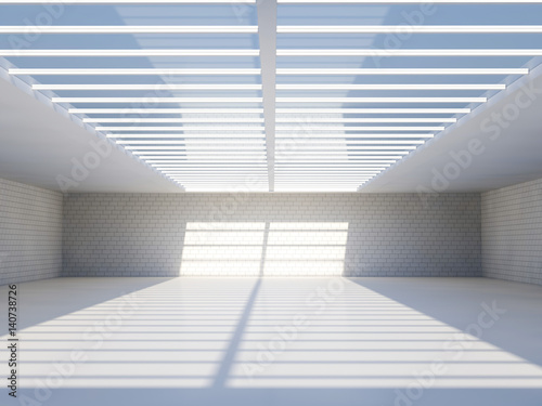 Sunny big open area with skylight. 3D rendering. © polesnoy