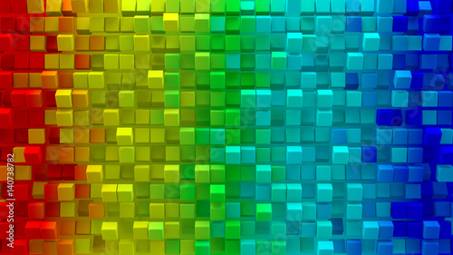 Multicolor gradient cubes 3D render