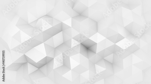 White polygonal geometric surface 3D render
