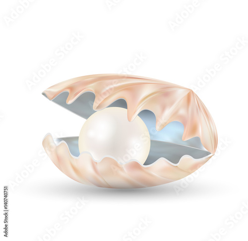 bright pearl in a opened sea shell 