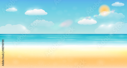 bright summer sky sea sand beach background