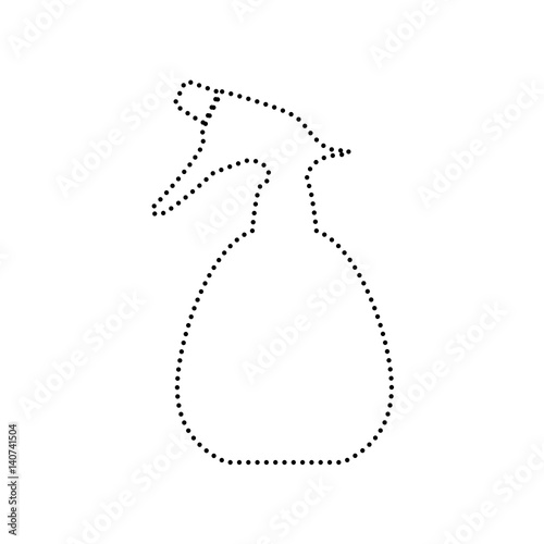 Spray bottle for cleaning sign. Vector. Black dotted icon on white background. Isolated.