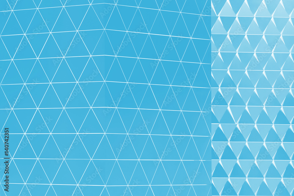 Fototapeta premium Abstract architectural 3d illustration of blue triangles