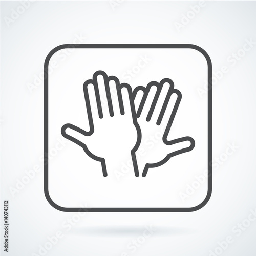 Black flat icon gesture hand of human high five, greeting
