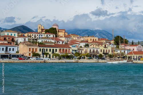 Galaxidi, the seaside picturesque village of central Greece. View from the pine forest Kentri opposite the main port.
