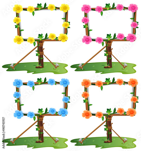 Frame template with colorful flowers