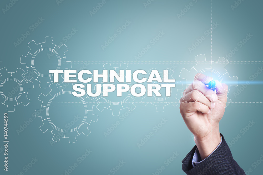 Businessman drawing on virtual screen. technical support concept.
