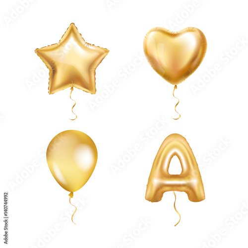 Heart Star Gold Balloons ABC