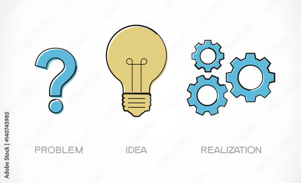question mark, bulb, gears question mark, bulb, gears